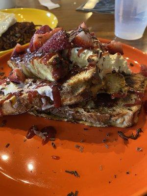 This pic doesn't do the strawberry brioche french toast justice.  It was beautiful (before we dug into it!)