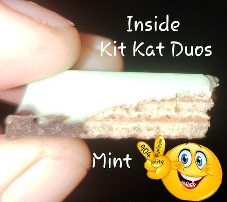 Inside the KK Mint Duos..the wafer inside did not do it for me w/the waxy mint/chocolate #yelpjaxb#CUontheYORKslopes