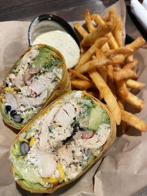 Fiesta Chicken Wrap. Fries are amazing.