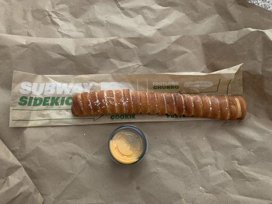 New sidekick foot long pretzel. Very good.