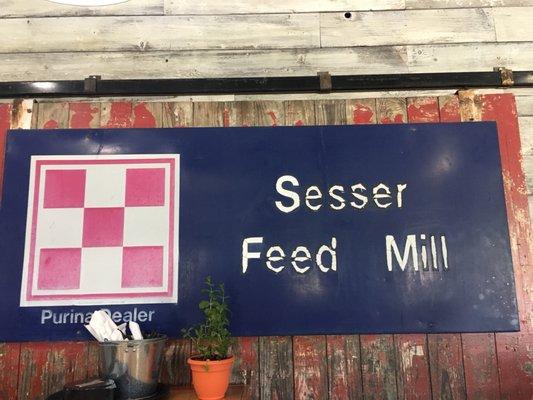 Original feed mill sign (from decades prior)