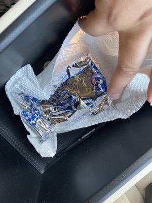 The pop tart inside the loaner vehicle