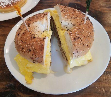 Breakfast Sandwich on Everything Bagel