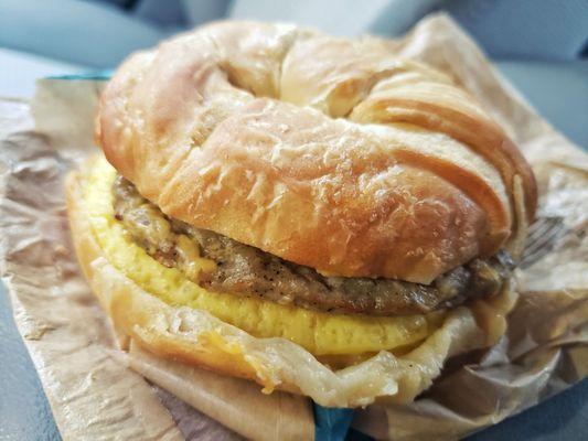 Sausage egg and cheese croissant from the premade breakfast shelves