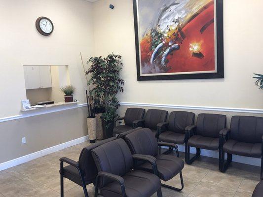 Lobby area with very comfortable, plush leather chairs.