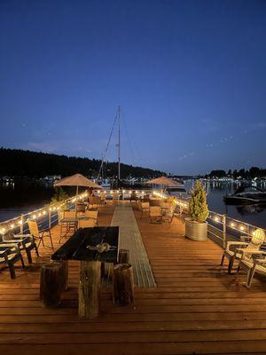 Private dock at night