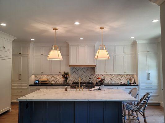 We assembled and installed two pendants over kitchen island in San Juan Capistrano.