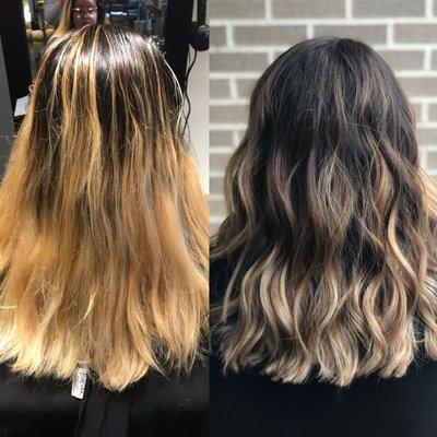 Teamwork! Balayage by Rachel and cut by Taylor