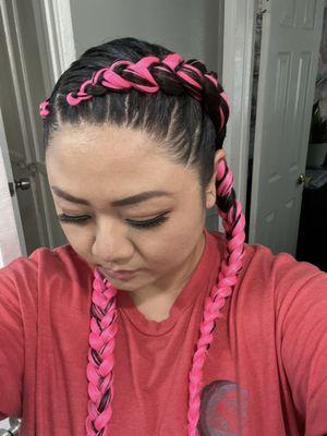 the Usual, black pink extensions braides!