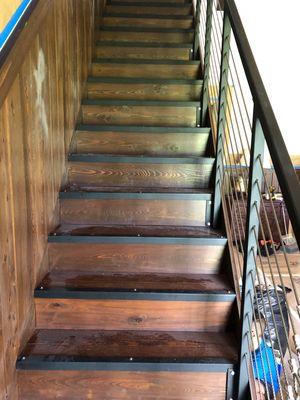 Here is a before and after of a Custom Staircase Runner inside a Custom Cabin located in Okeechobee, Florida.