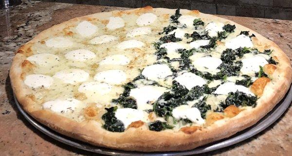 1/2 White Pizza 1/2 White,Spinach.