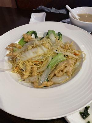 Pan fried soba noodles with Chicken