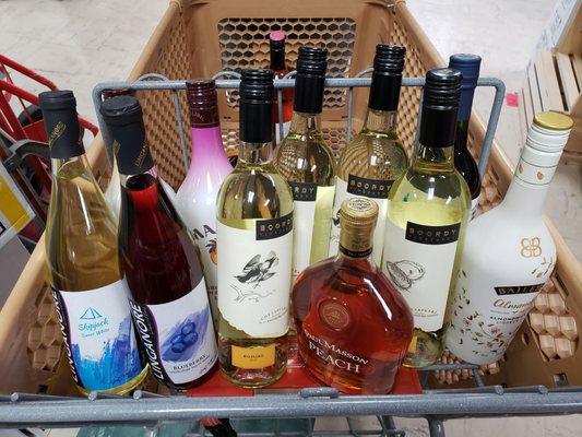 A portion of my purchase. 3 more bottles in my cart. $200+ worth of liquor/ wine for $140 out the door for Dollar Days !!