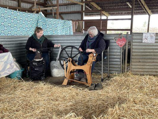 Professional wool spinners @ Iron Water Ranch.