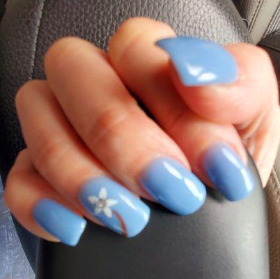 TLo's Powder Manicure #72 Blueberry Dazzle w/added Flower design ~ 11.5.22