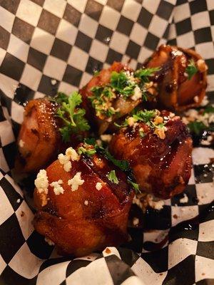 Bacon Wrapped Cherry Tomatoes , Grilled and Glazed