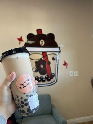 Classic milk tea with extra boba