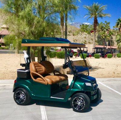 This custom cart features a Fresair golf cart air conditioner top