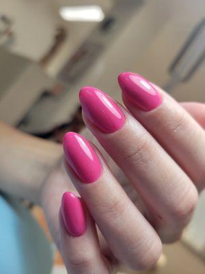 Gel extension combined with Russian manicure that lasts up to 4-5 weeks