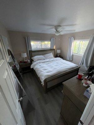 Bedroom with the new floor and furniture