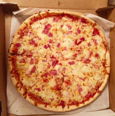 Hawaiian pizza with mozzarella, our favorite