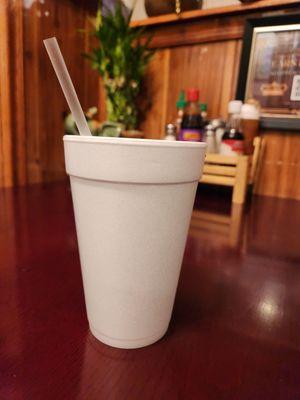 Ugh. Eating in to reduce plastic waste and this Styrofoam plus plastic straw came without asking. I wish we could all help save this planet.