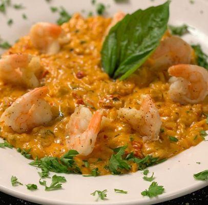 Tuscan Risotto with Garlic Parm Shrimp