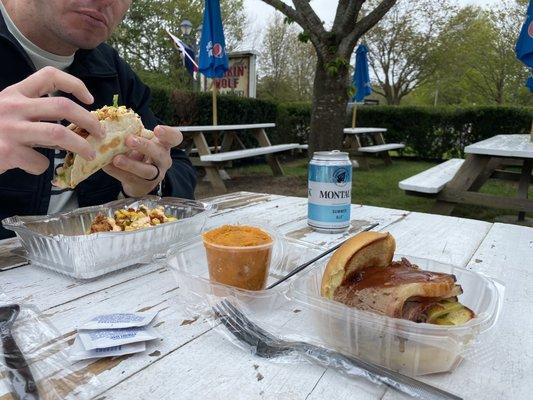 Fried Cod Tacos and Brisket sandwich