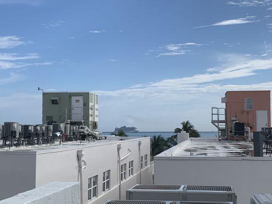 View of the ocean from rooftop pool