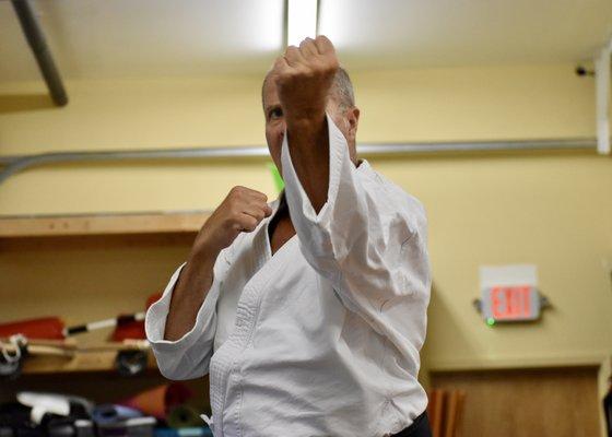 Practicing uraken uchi (back-fist 
 strike) in our Adults Class!