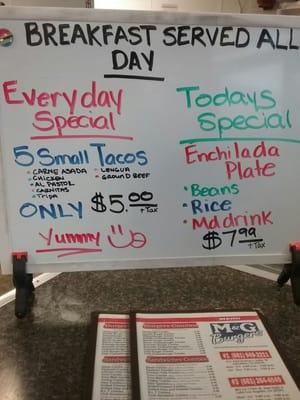 Daily specials