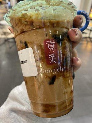 Brown sugar milk tea with herbal jelly