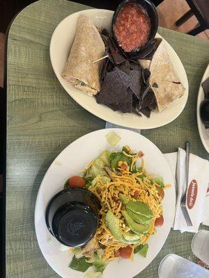 Ranchero Wrap and Chicken Club Salad