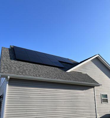 Solar panels installed on the side roof.