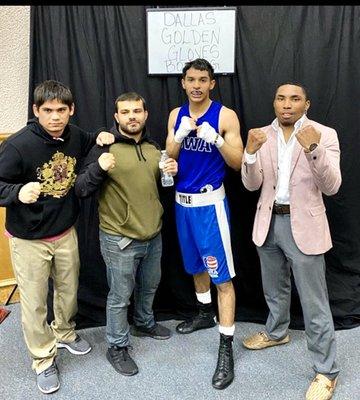 Our fighter Jay at Golden Gloves with our gym family!