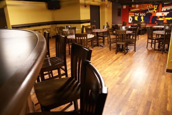 bar and stage area, the BOG in Hermann Hall