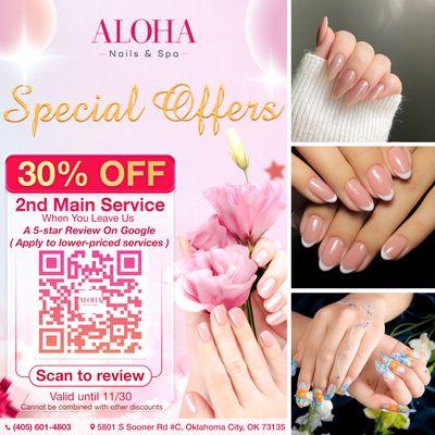 THANKFUL SPECIAL OFFER 
 Enjoy 30% OFF your second main service! 
APPLY TO LOWER-PRICED SERVICES 

 When you Leave us a 5-sta