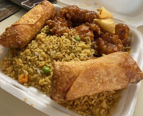 General Tao's , Fried Rice and egg rolls