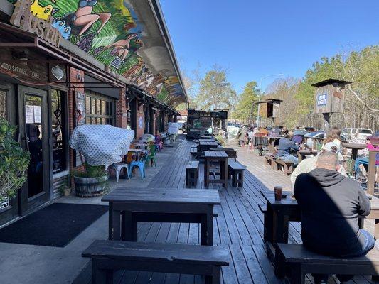 Huge outdoor balcony. Has TVs and heaters