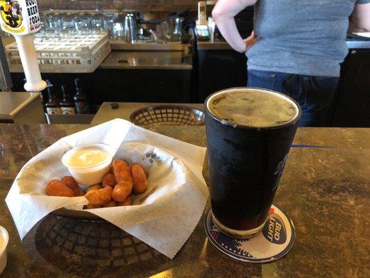 Wisconsin diet McCluskey Bro beer batter cheese curds and Corner pub porter beer