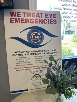 Eye emergency notice