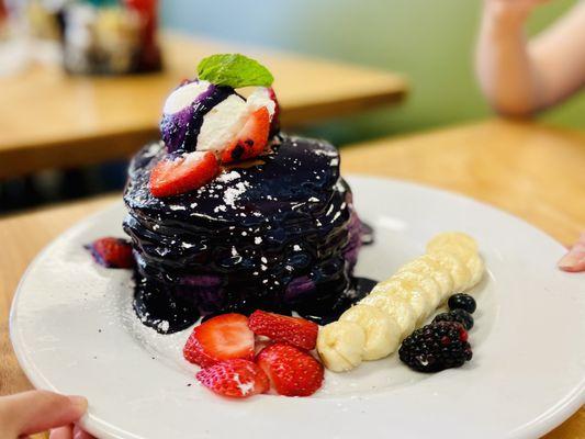 Ube pancakes. The Little One and the Mrs. are fighting over it.