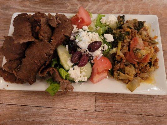 Gyro Platter w/ Artichoke & Lentils + Salad