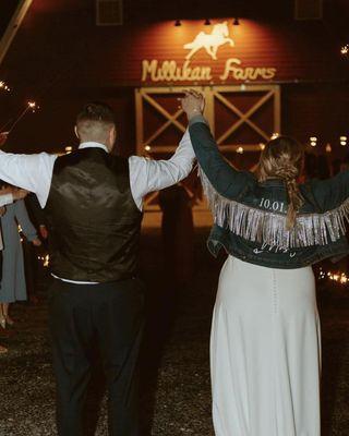 Sparkler send off for bride and groom