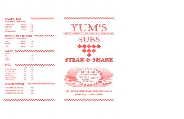 **2017 Menu Update** - Yum's Menu Side 1