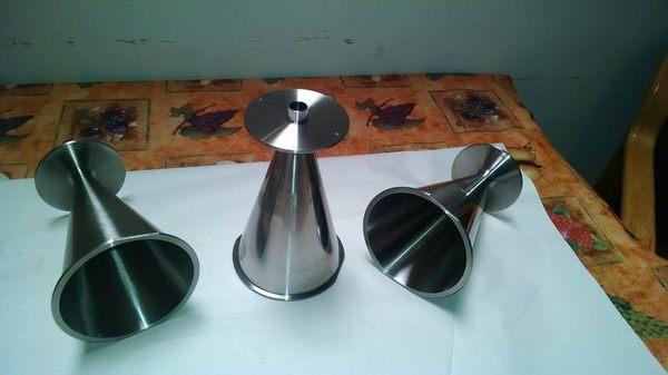 Funnels Stainless Steel 316L. Manufacture with solid material no welding