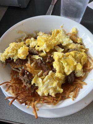 Sausage Egg & Cheese Hashbrown Bowl