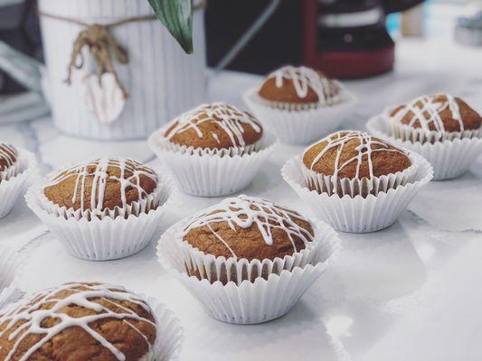 Pumpkin chip bread with cream cheese frosting