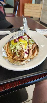 Regular Chicken Gyro.  There's Small, Regular, and Large.  Same Pita, Just Differences In The Amount Of Filling.   $8.99.