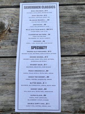 cocktail menu